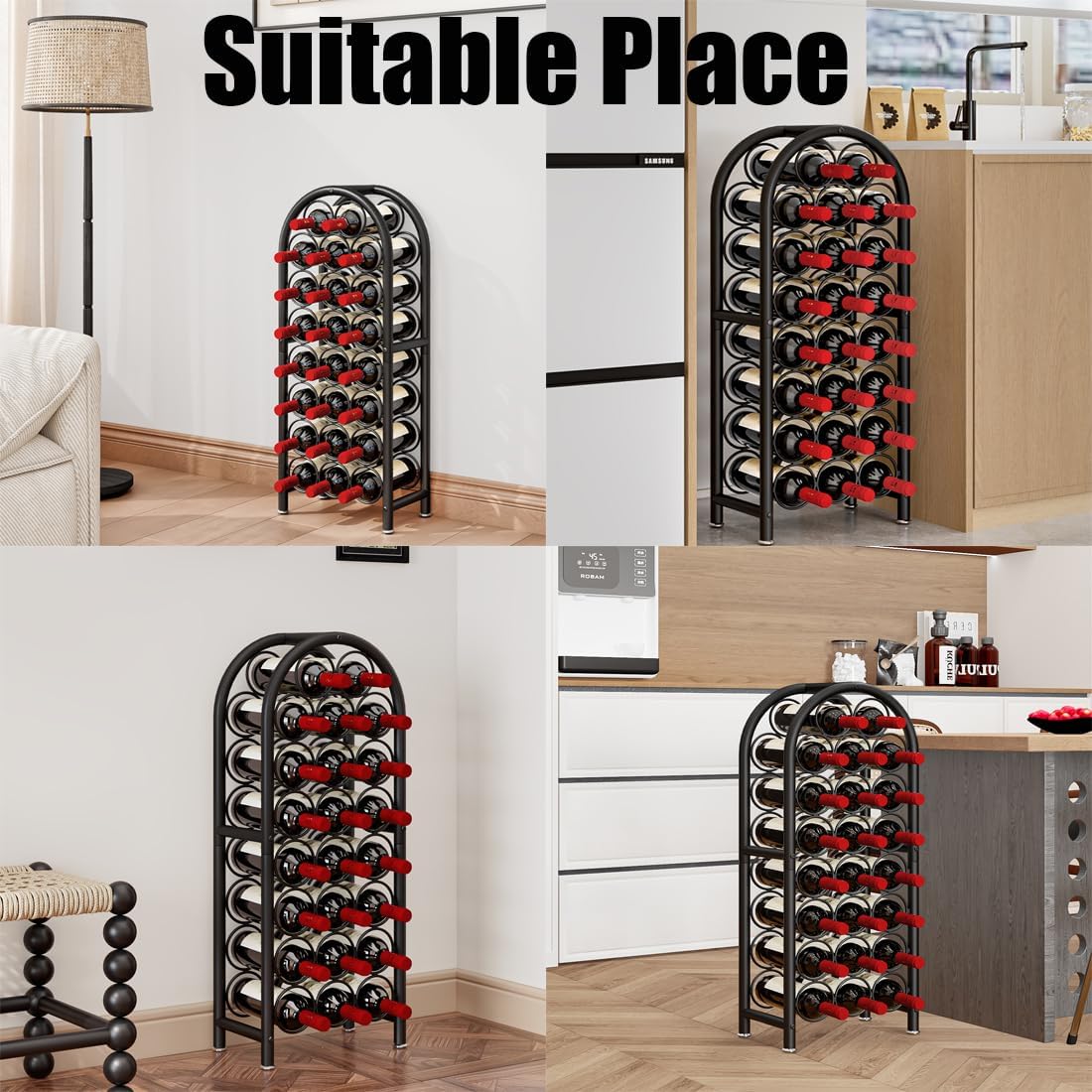 Dazioter floor wine storage suited for dining rooms and kitchens for quick access.