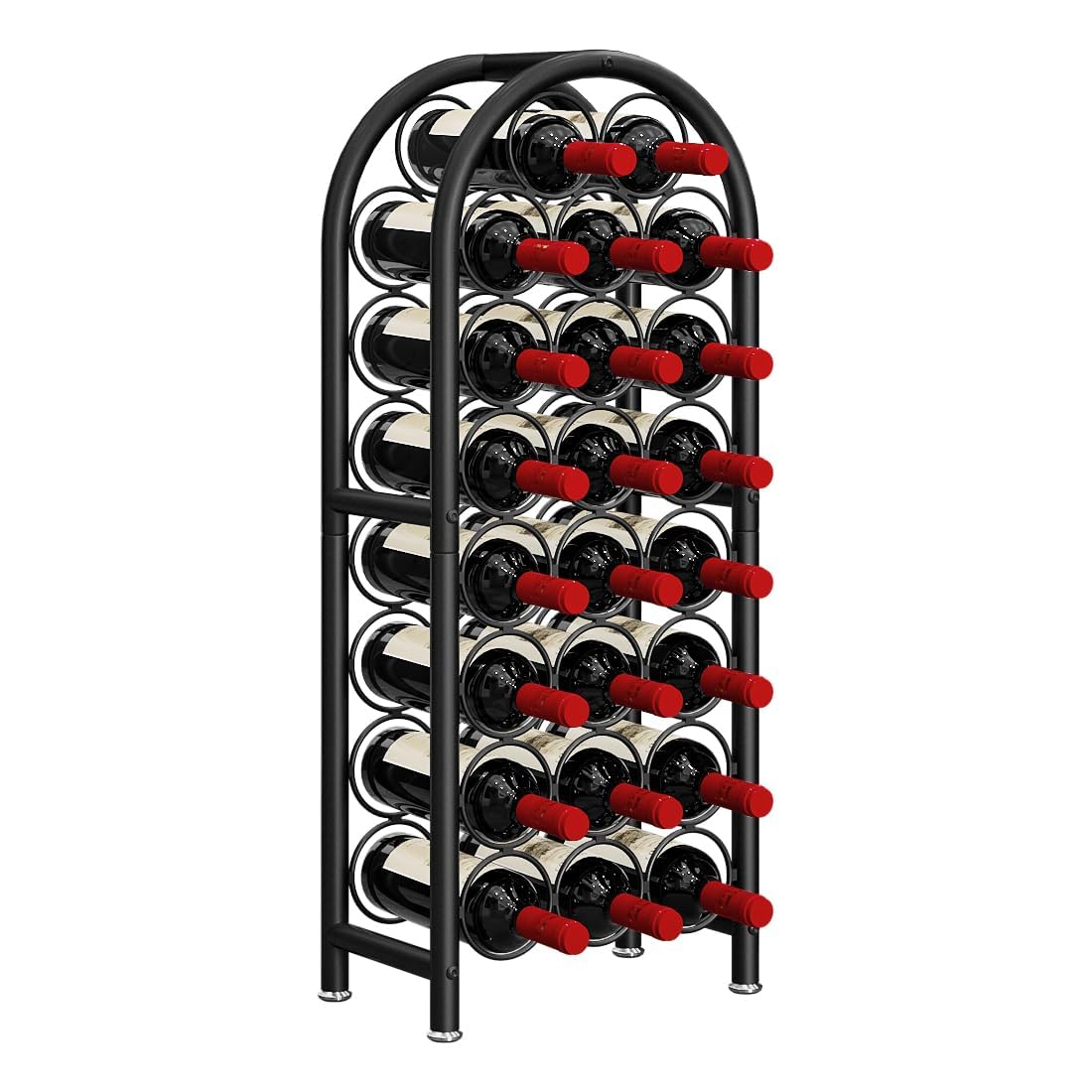 Dazioter wine rack freestanding design shows a robust metal frame for organized home bars.