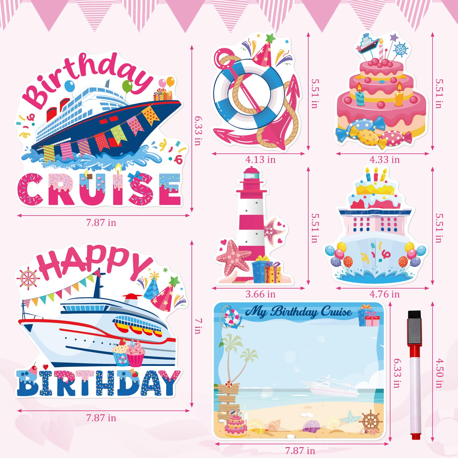 Dazoratix birthday cruise magnets blue pen for colorful cabin notes.