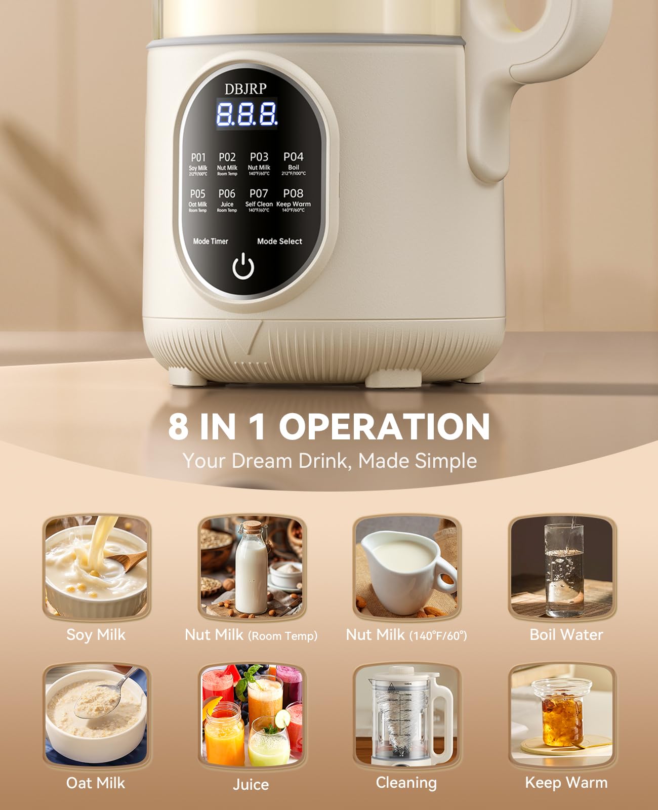 DBJRP 140F auto-clean cycle with rotating brush cleans residue efficiently.