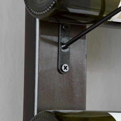 DCIGNA six-bottle display on wall helps save floor space.