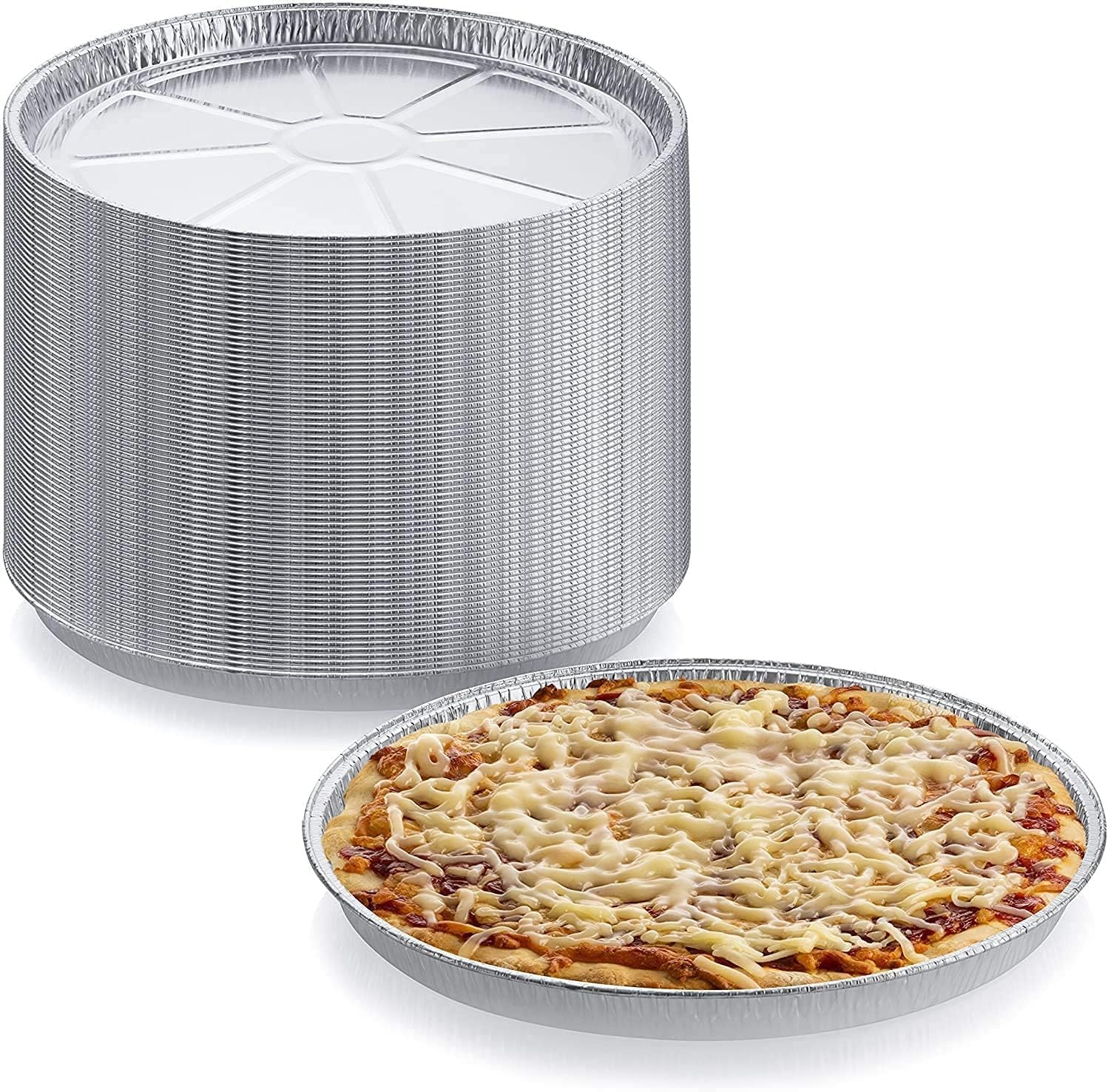DCS Deals foil pizza pan ready for oven-to-table service with minimal cleanup.