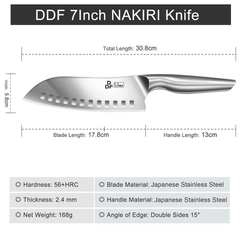 DDF iohEF 7-inch multi-purpose knife handles chopping, slicing, and dicing.