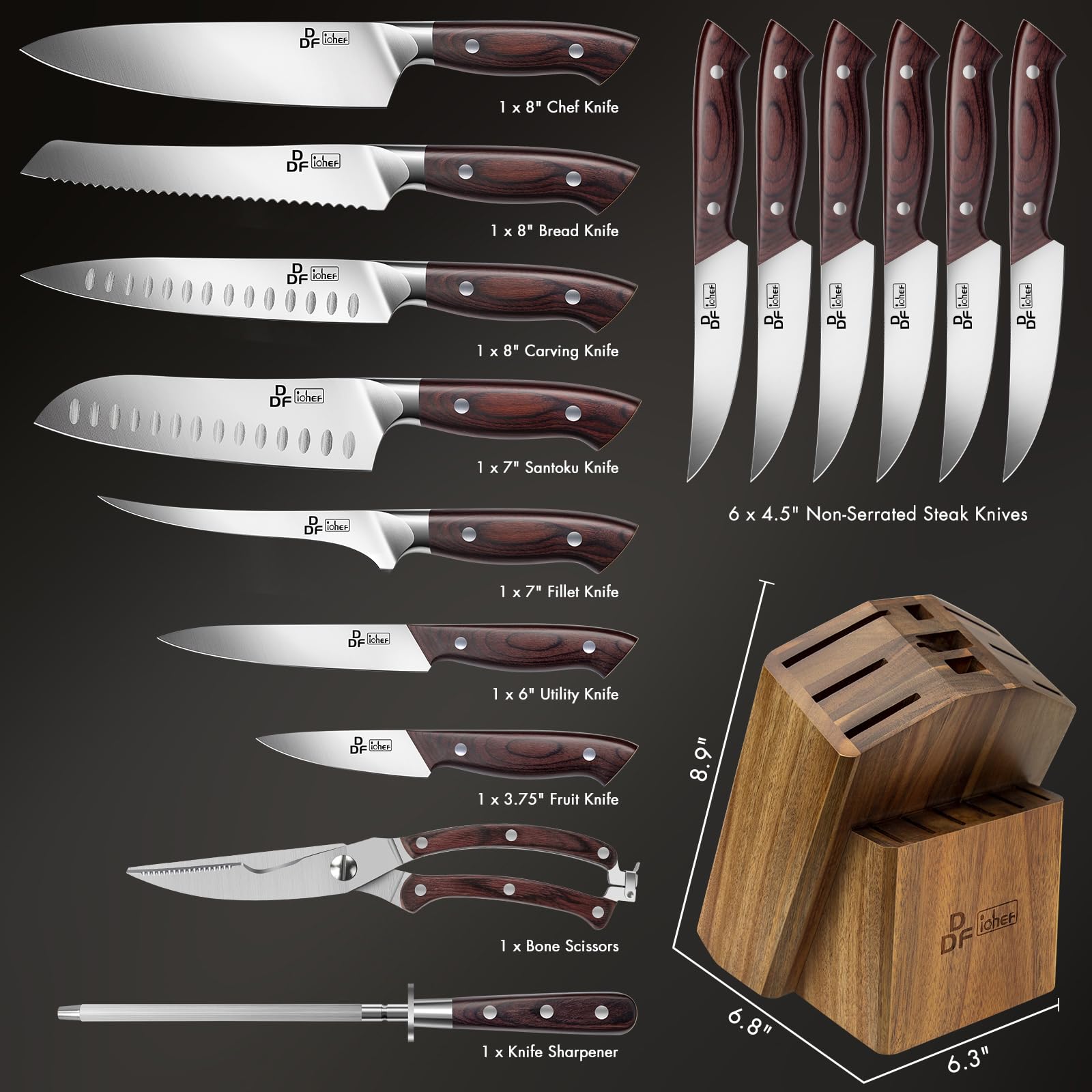DDF iohEF 8-inch chef knife ready for precise slicing