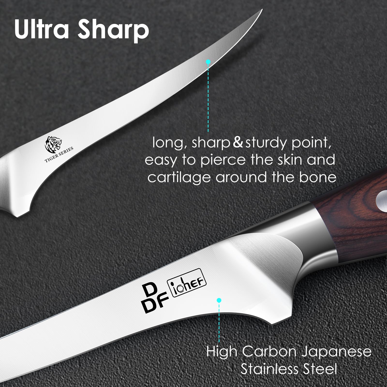 DDF iohEF ergonomic pakkawood handle for secure, comfortable grip.
