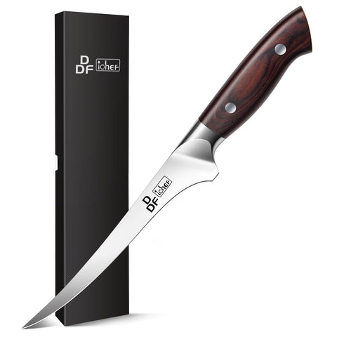 DDF iohEF fillet knife 7-inch blade close-up for precise, clean cuts.