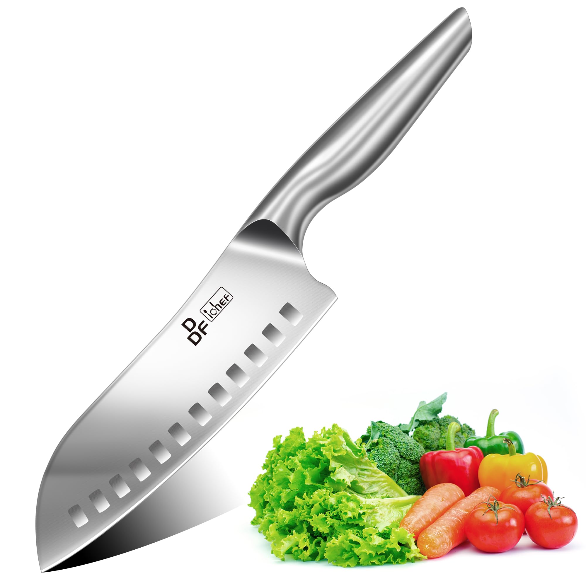 DDF iohEF kitchen knife balanced design reduces wrist fatigue during tasks.