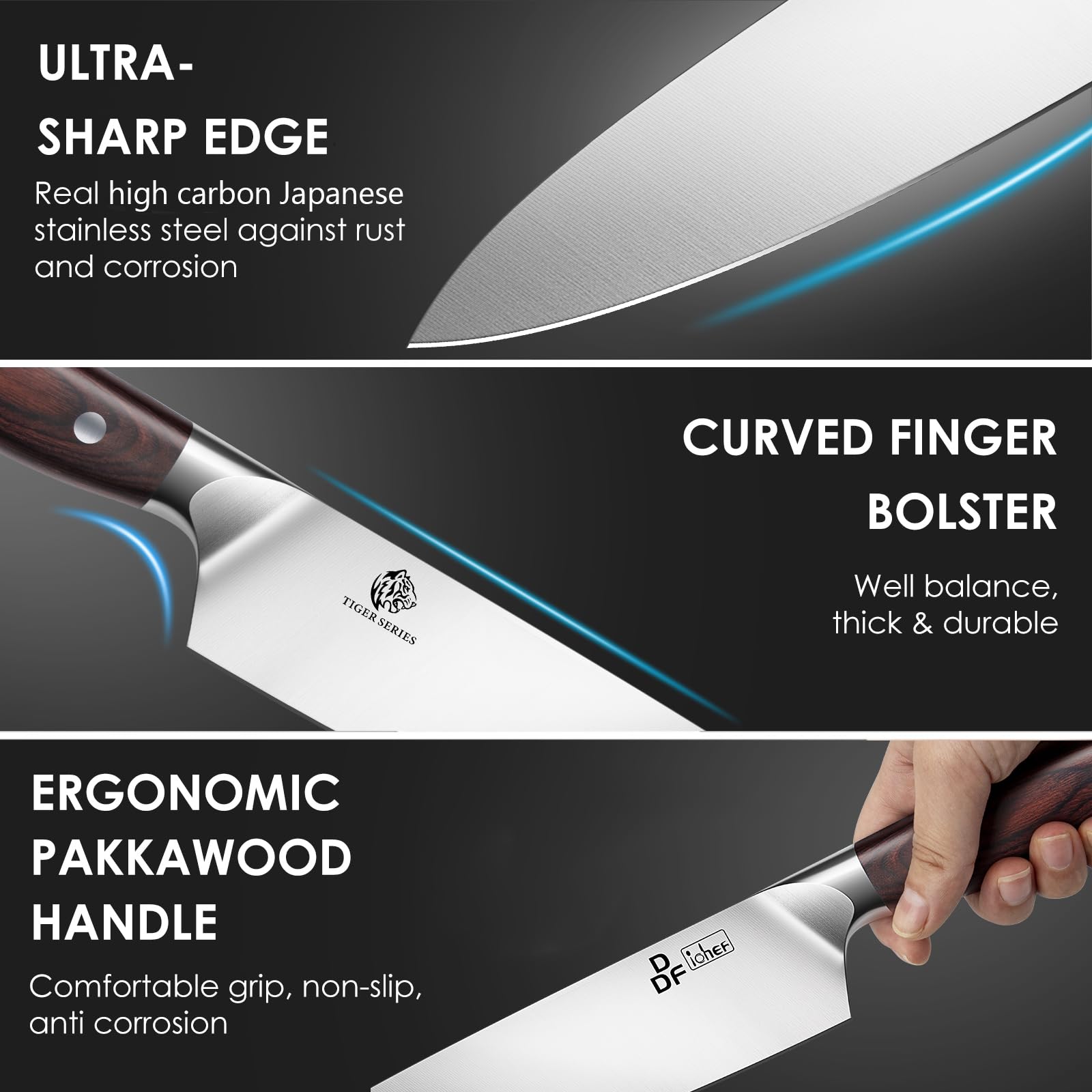DDF iohEF 7-inch Santoku knife for versatile chopping