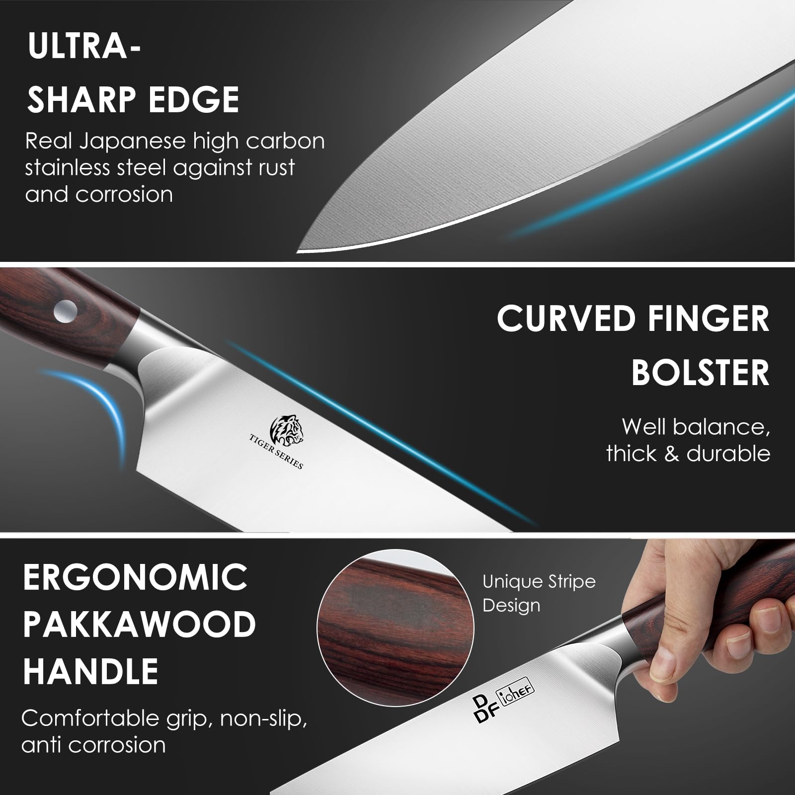 DDF iohEF 7-inch santoku knife ideal for chopping vegetables