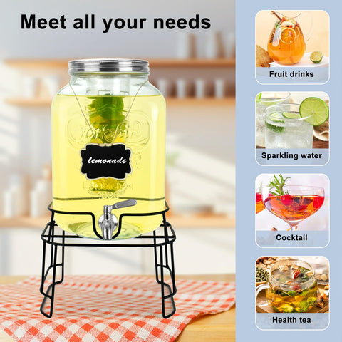 DD&HAPP glass dispenser with leakproof stainless steel spigot for mess-free serving