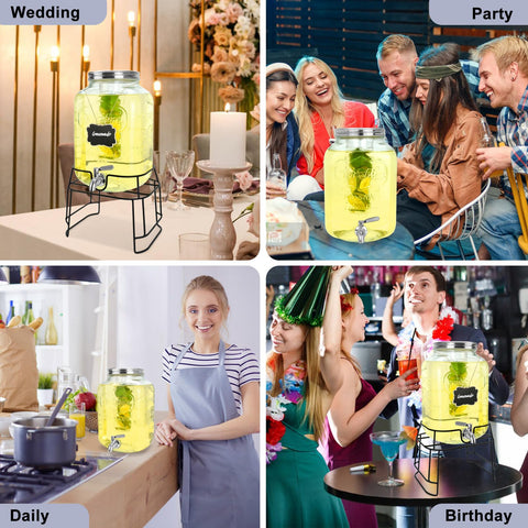 DD&HAPP party drink station showcases lemonade iced tea and punch