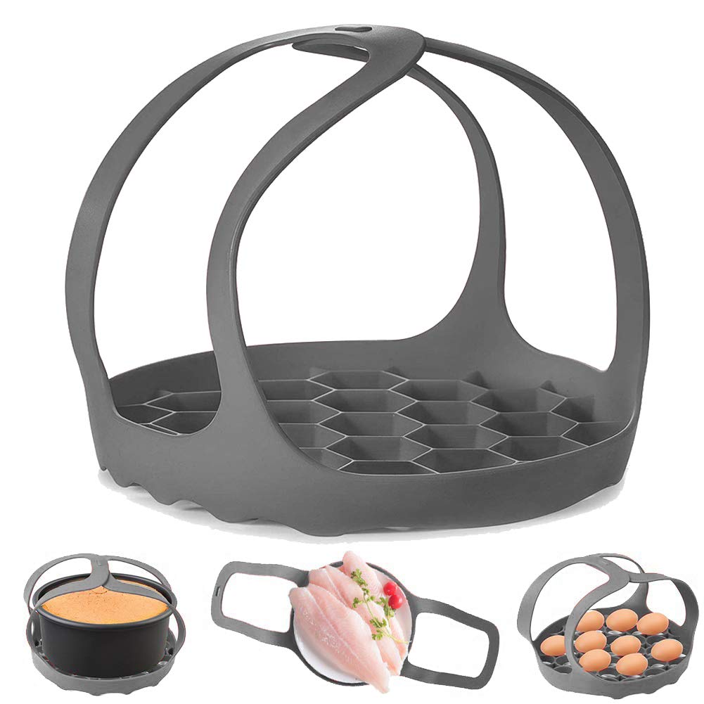 ddLUCK silicone pressure cooker sling lifting a pot safely while steaming vegetables