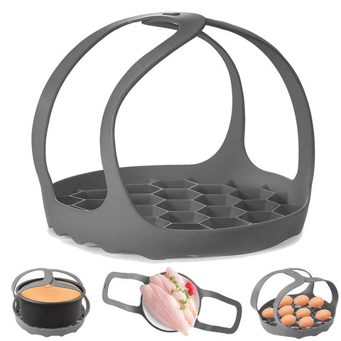 ddLUCK silicone pressure cooker sling lifting a pot safely while steaming vegetables