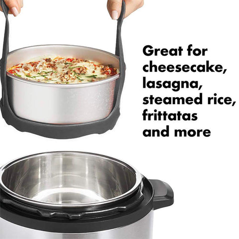 ddLUCK silicone bakeware sling used to steam eggs and vegetables