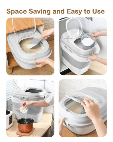 DDMOMMY locking lid system provides spill-free storage for dry goods.