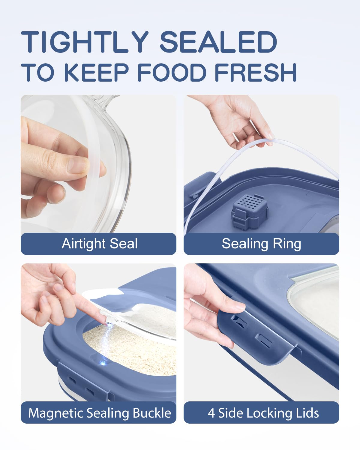DDMOMMY rice-storage-container-airtight-lids: keeps contents fresh and moisture-free.