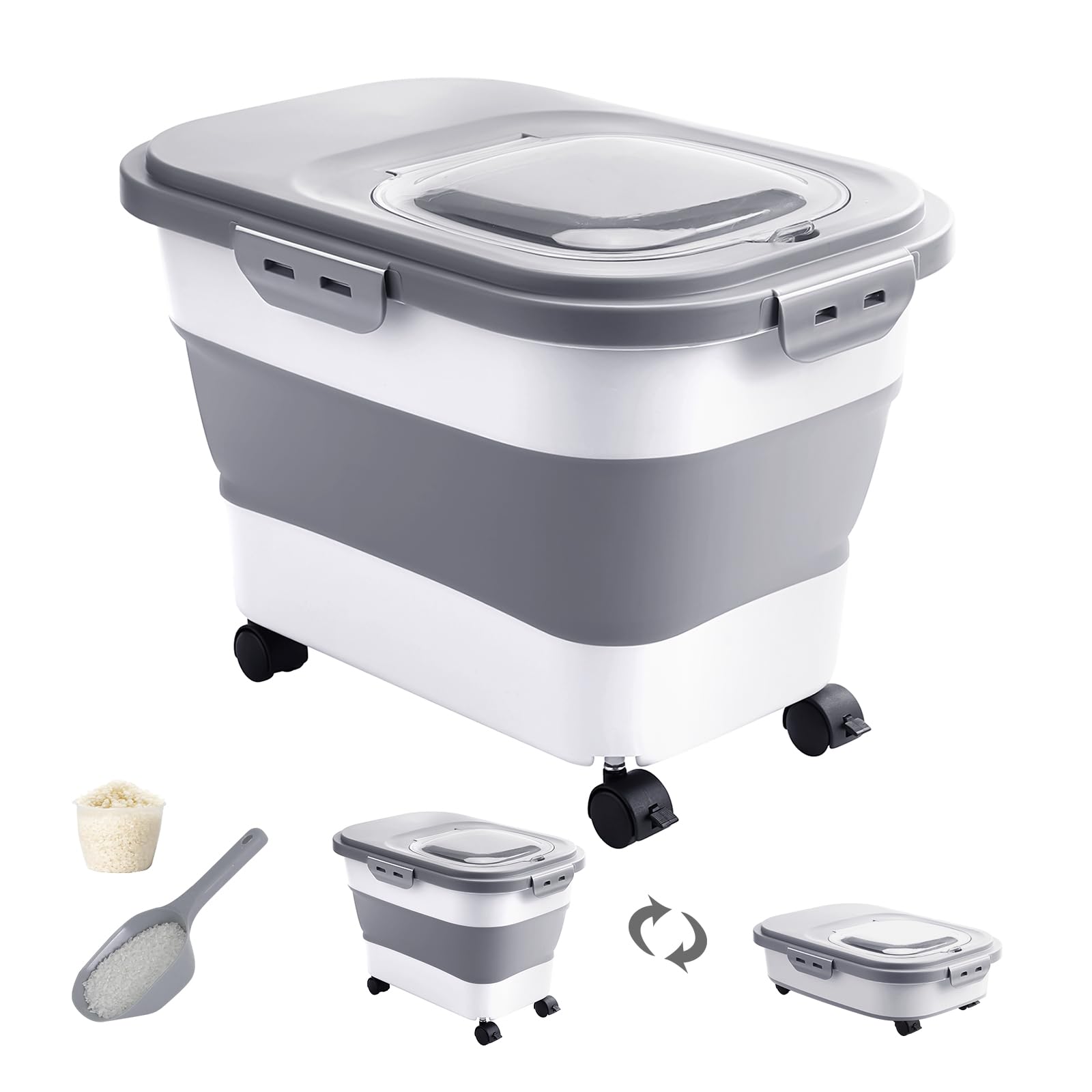 DDMOMMY rice storage container with rolling wheels for easy transport