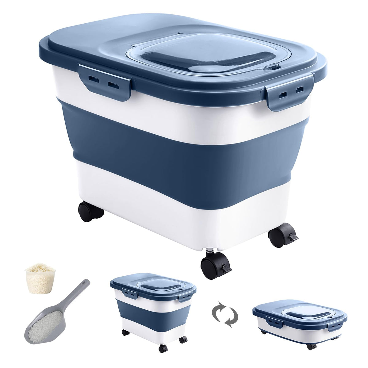 DDMOMMY rice-storage-container-wheels: easy to move and organize in the pantry.