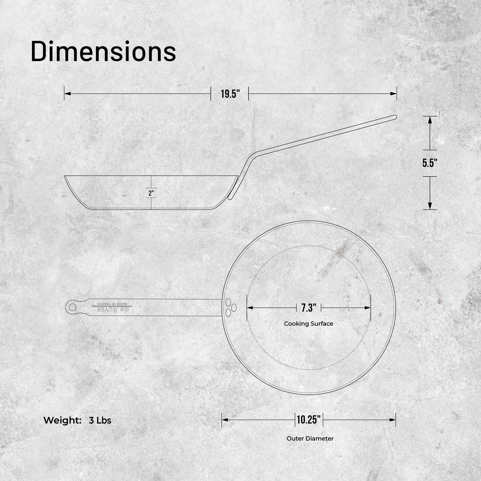 Top-down view of 7.3-inch cooking surface ready for sauté