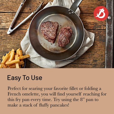 de Buyer MINERAL B carbon steel fry pan eggs cooking, easy egg prep on a seasoned surface