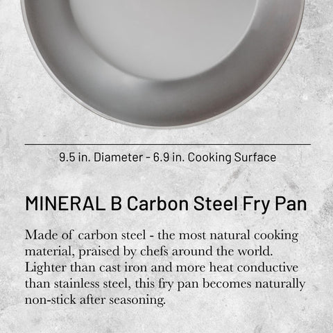 de Buyer MINERAL B pan searing steak on stove showing natural finish and heat response