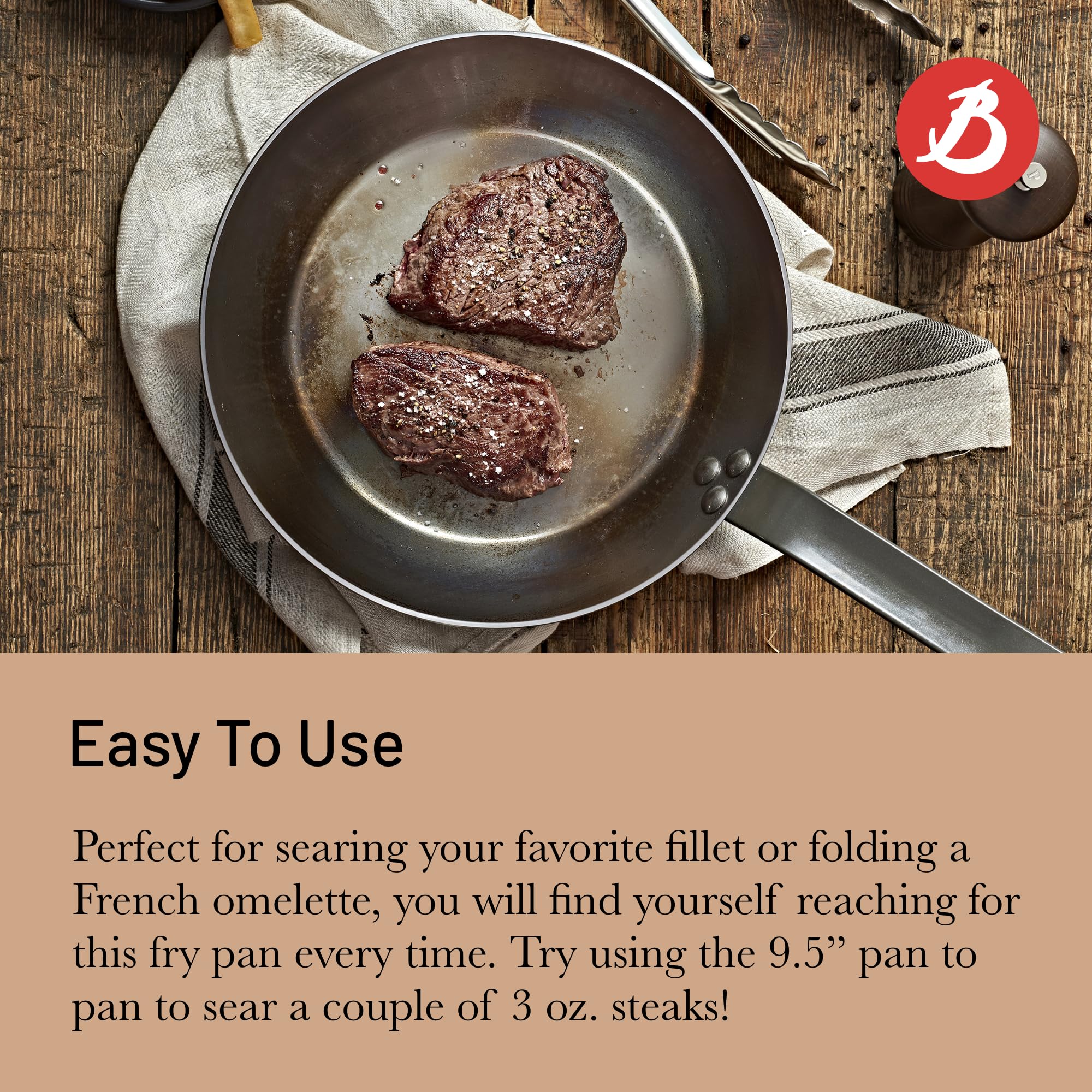 de Buyer MINERAL B pan with naturally slick surface after seasoning benefits
