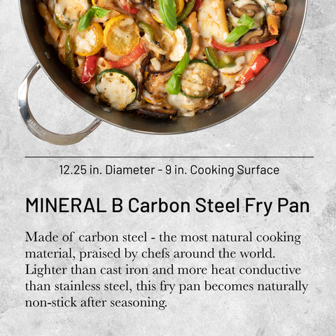 De Buyer Mineral B pan searing steak on stovetop with even heat