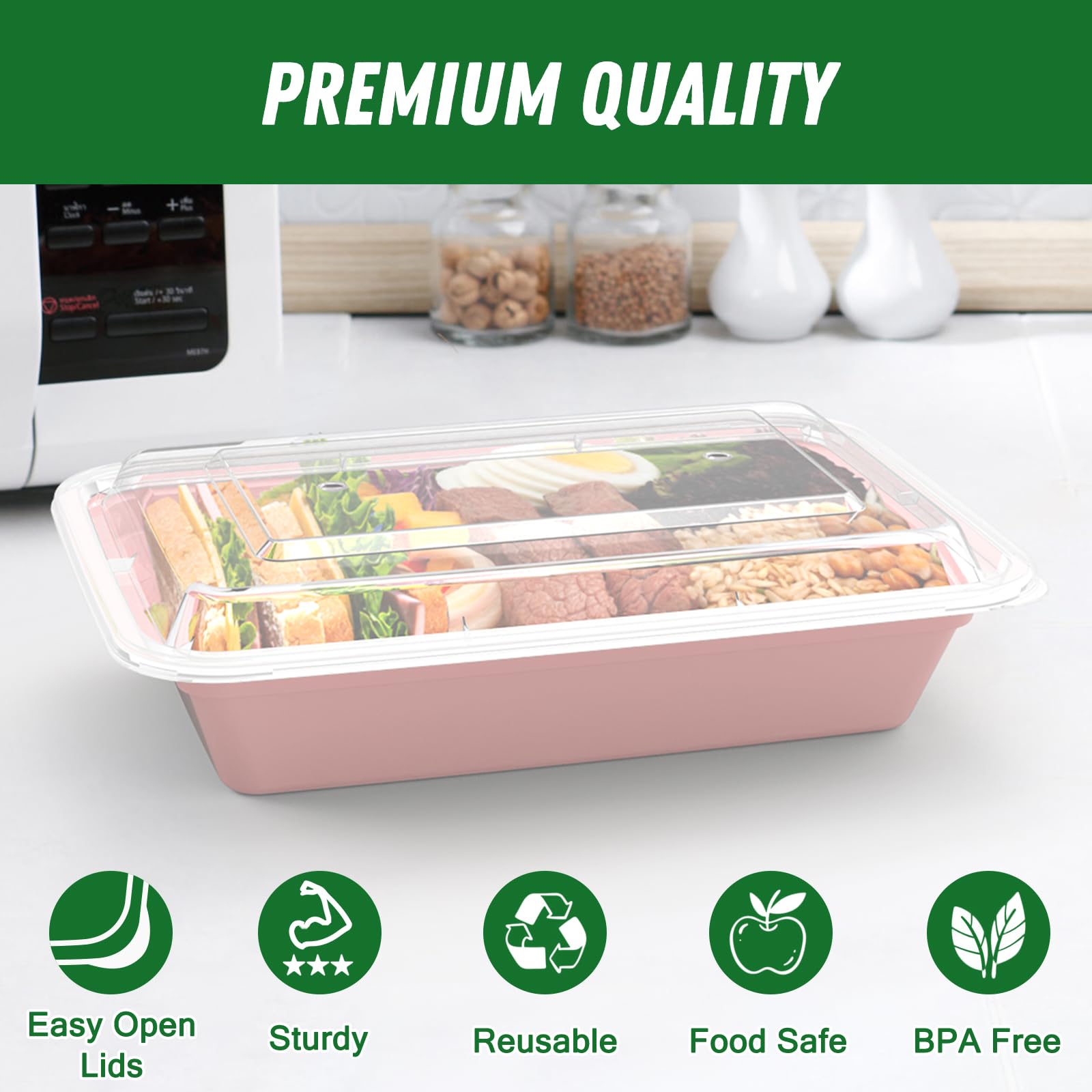 Dealusy leakproof stackable design prevents spills and saves cabinet space.