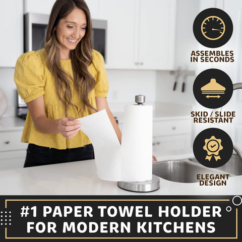 Weighted base and suction cups keep Dear Household towel holder secure