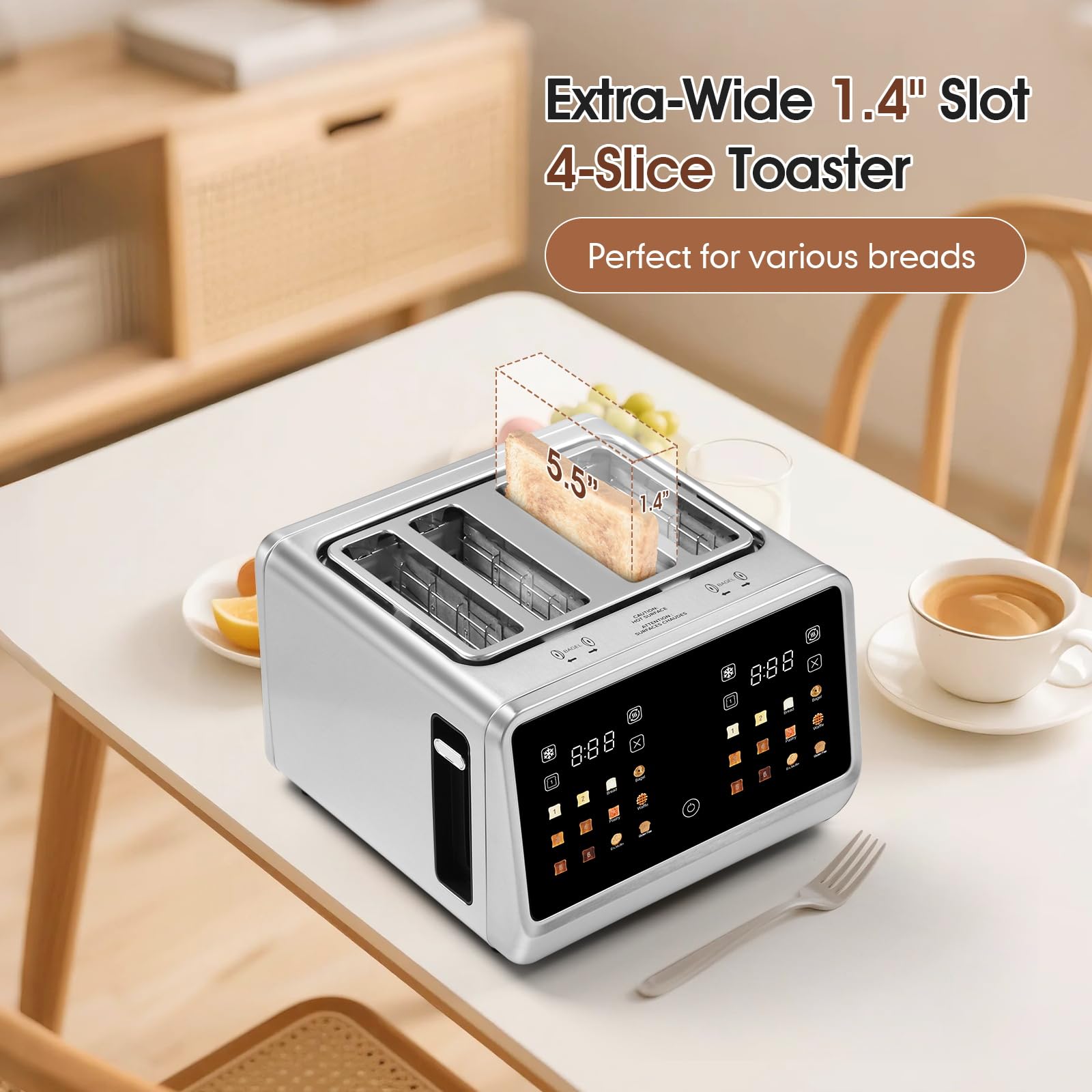 Dear Morning dual-zone control for simultaneous multi-preference toasting.