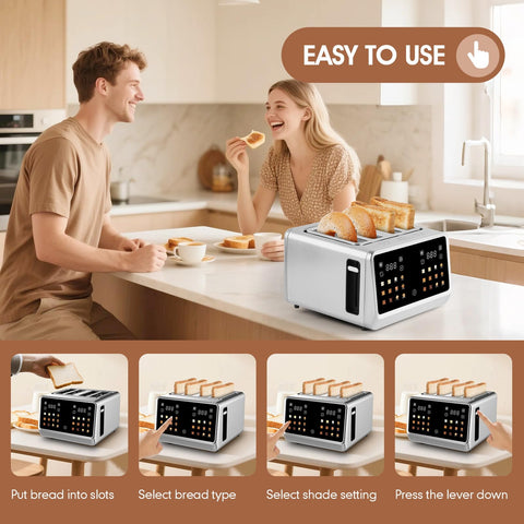 Dear Morning toaster with ErgoView LCD display for precise browning selection.