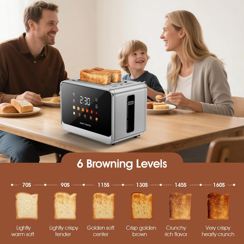 Dear Morning toaster control panel shows an intuitive touchscreen for quick toasting.