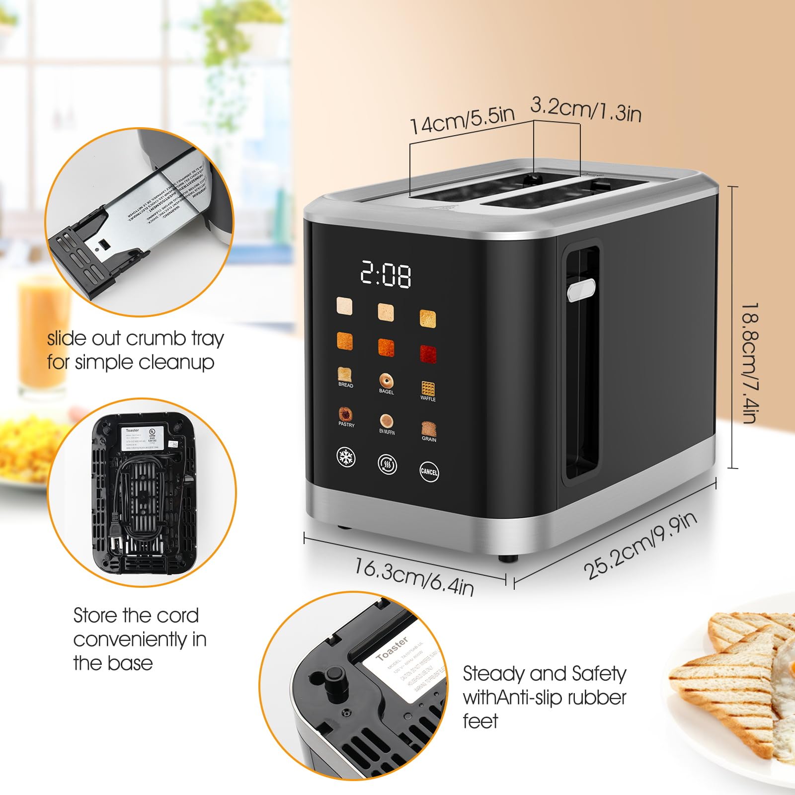 Dear Morning wide-slot toaster ideal for bagels and defrosted bread
