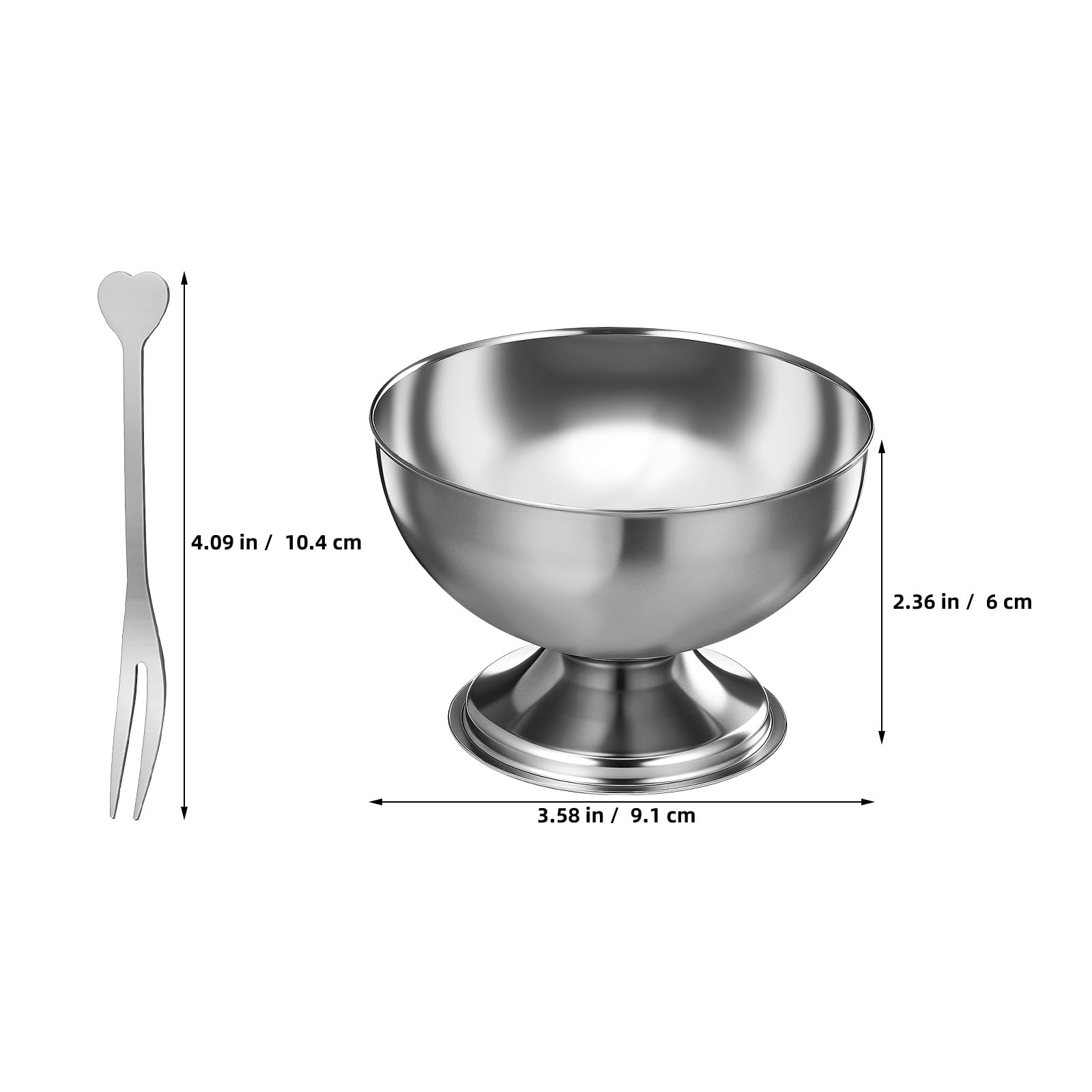 DEARMAMY stainless-steel dessert bowls on a pedestal