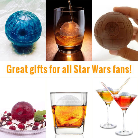 Death Star ice cube mold filling with a tiny funnel enables easy, mess-free pouring.