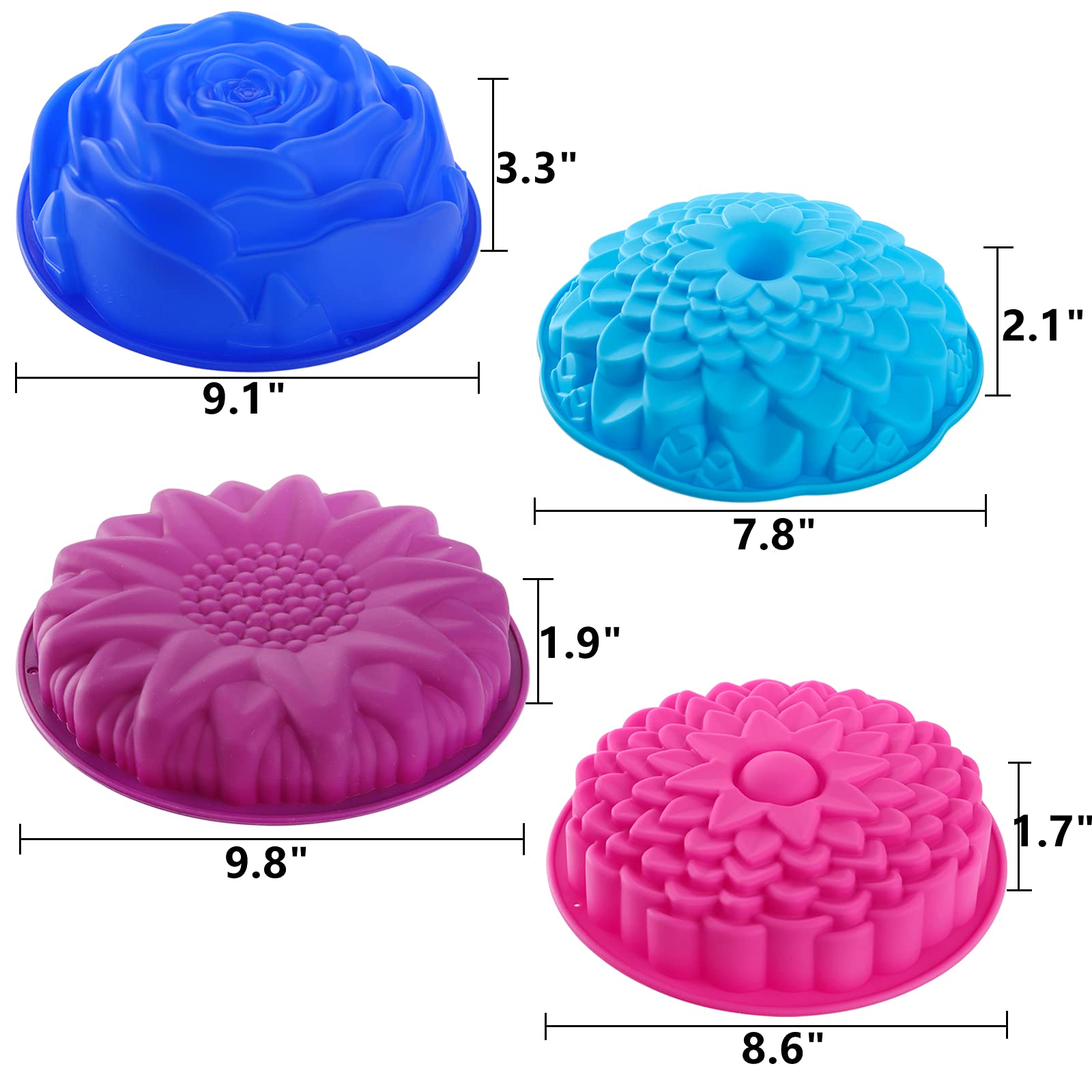 DEAYOU chrysanthemum flower mold dark blue ensures vibrant, cleanly released desserts.