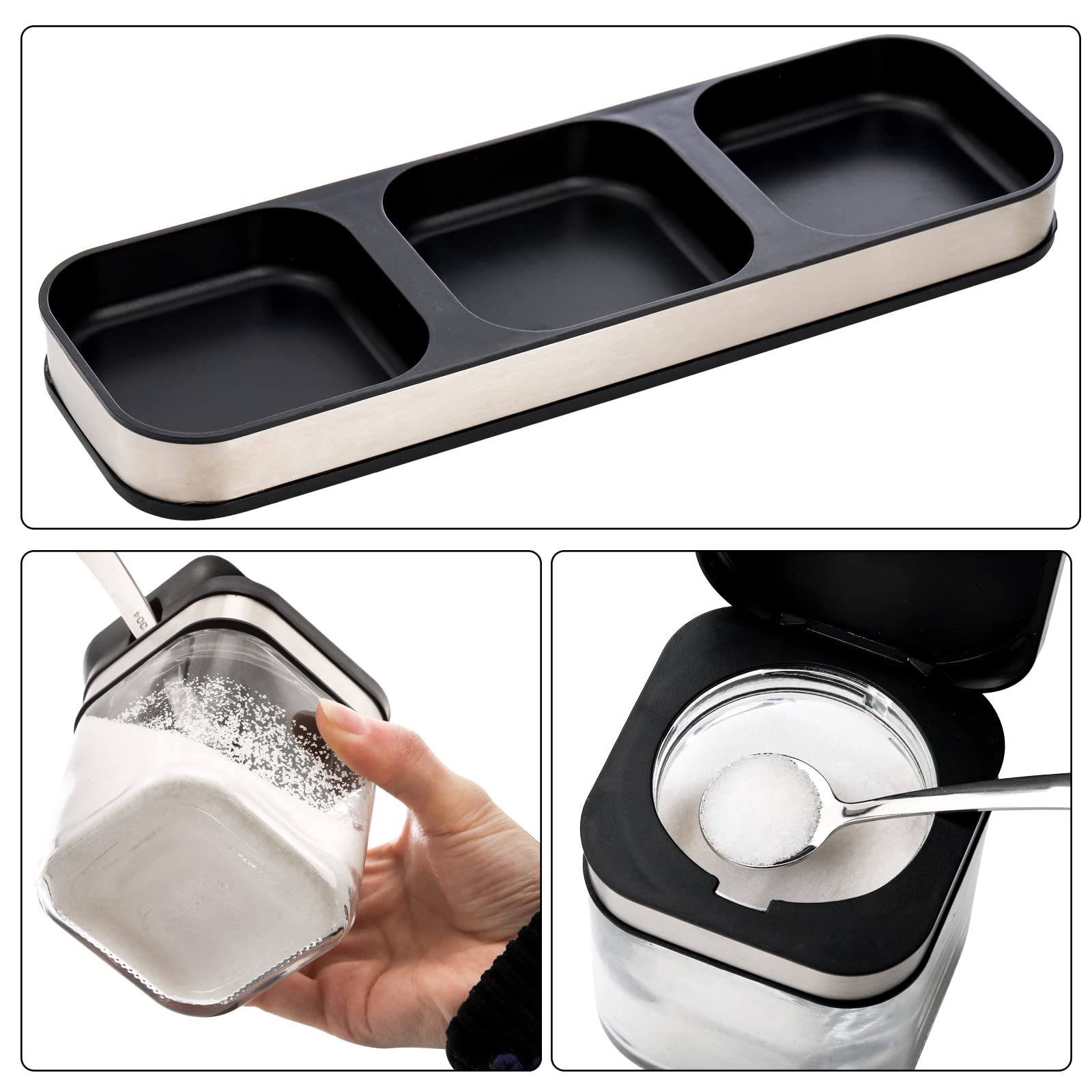 DEAYOU clear condiment jars show contents at a glance for quick seasoning