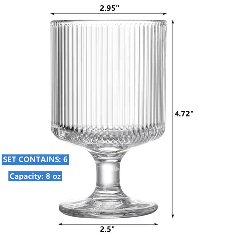DEAYOU clear fluted glass 8oz shows drink color and clarity