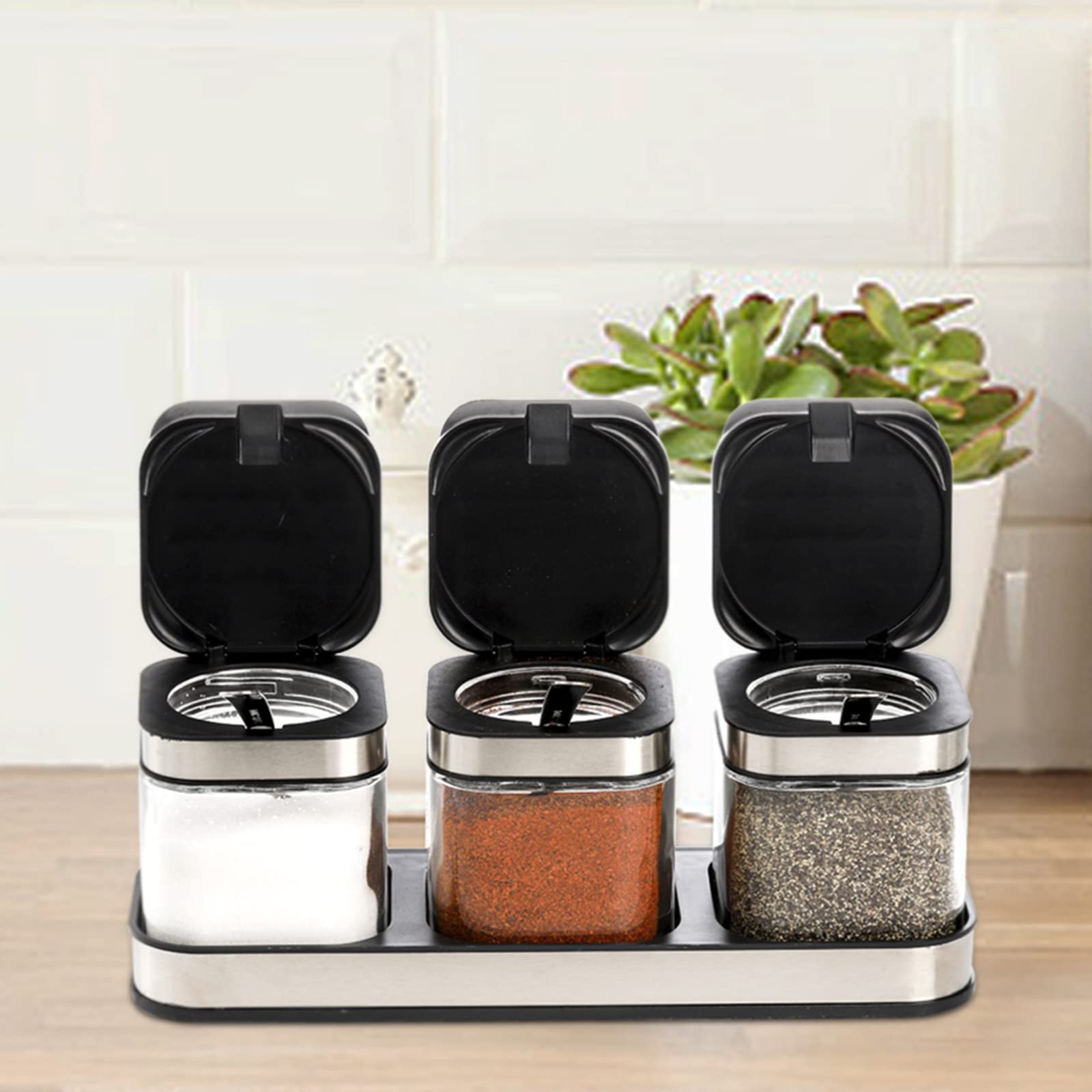DEAYOU kitchen counter set ideal for salt, pepper, sugar and spices display