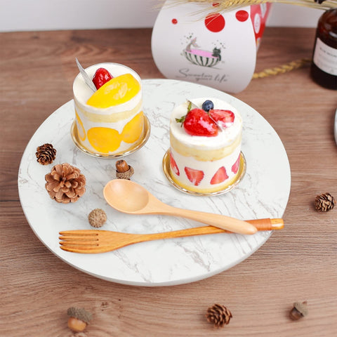 DEAYOU Marble Lazy Susan with a stable base for table presentation