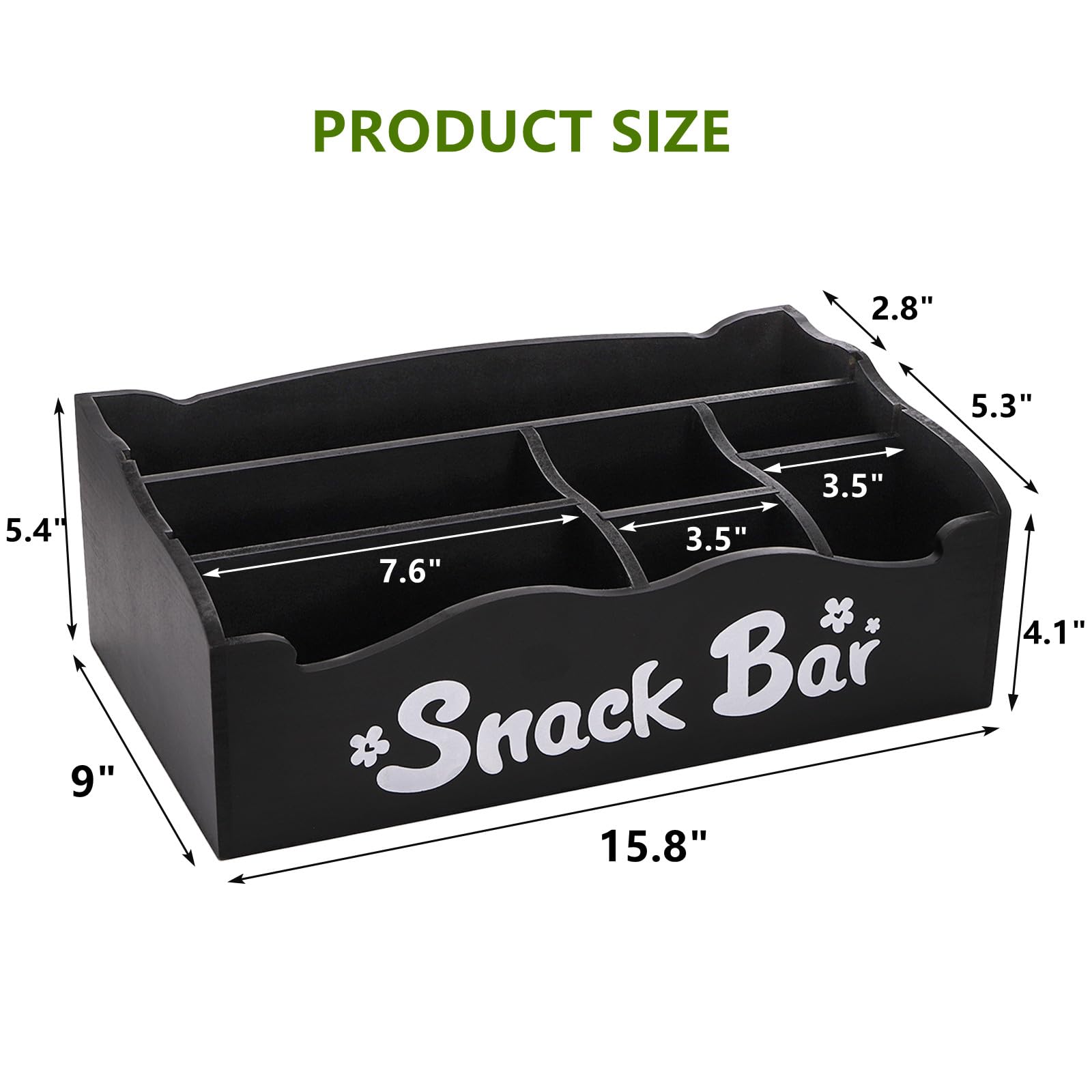 DEAYOU wooden snack bin with removable dividers for customizable layouts.