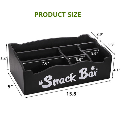 DEAYOU wooden snack bin with removable dividers for customizable layouts.