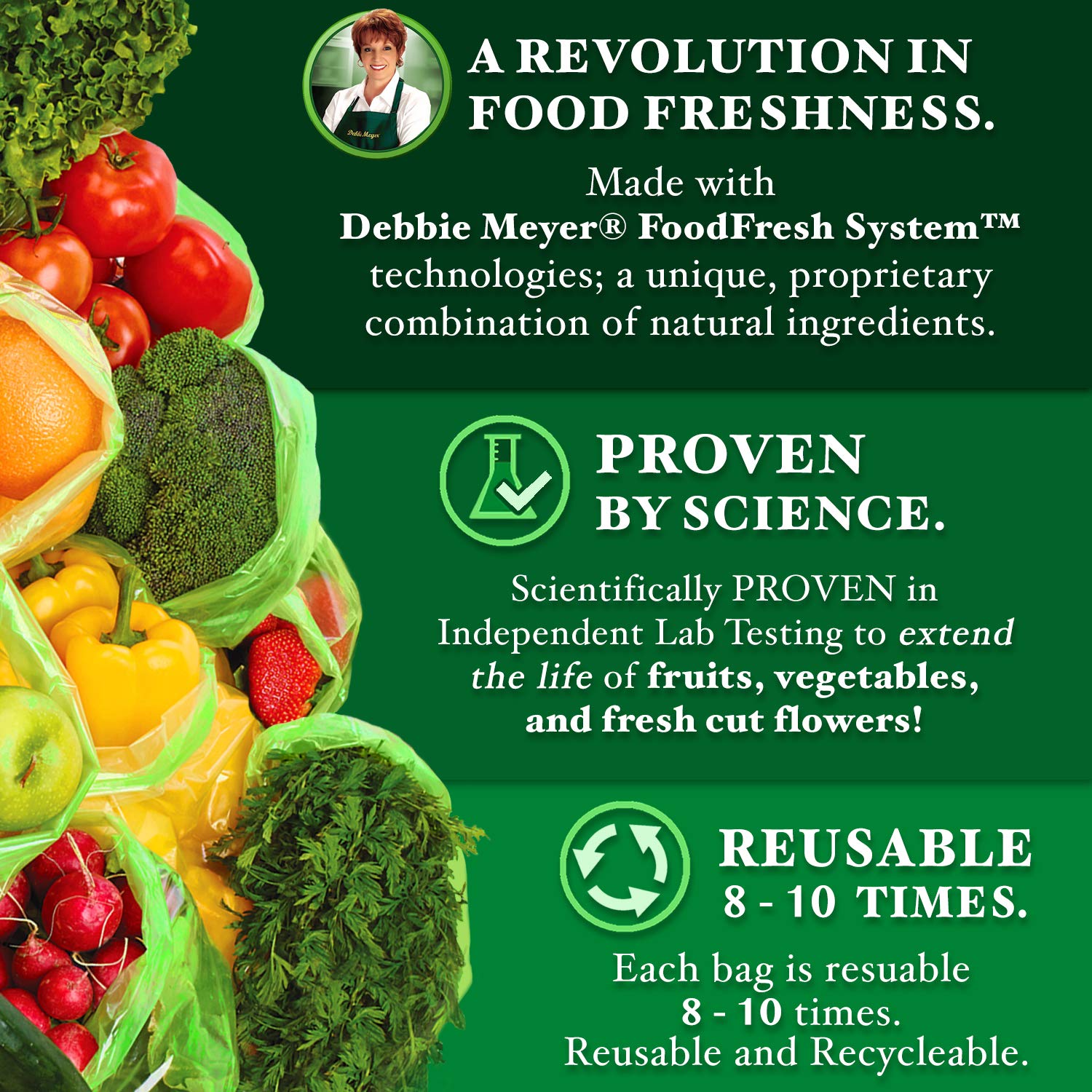 Debbie Meyer GreenBags 4 XL bags for bulk produce and leftovers.