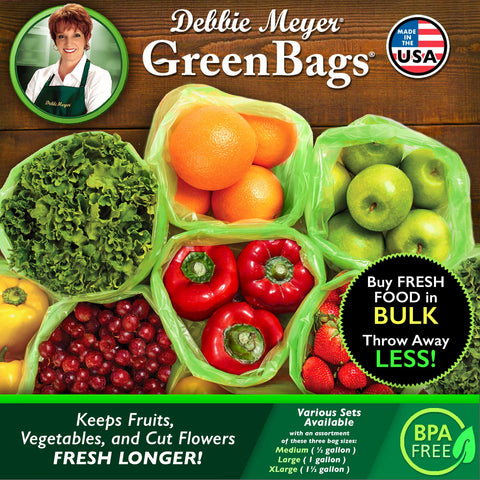 Debbie Meyer GreenBags 8 large bags for organized fridge storage.