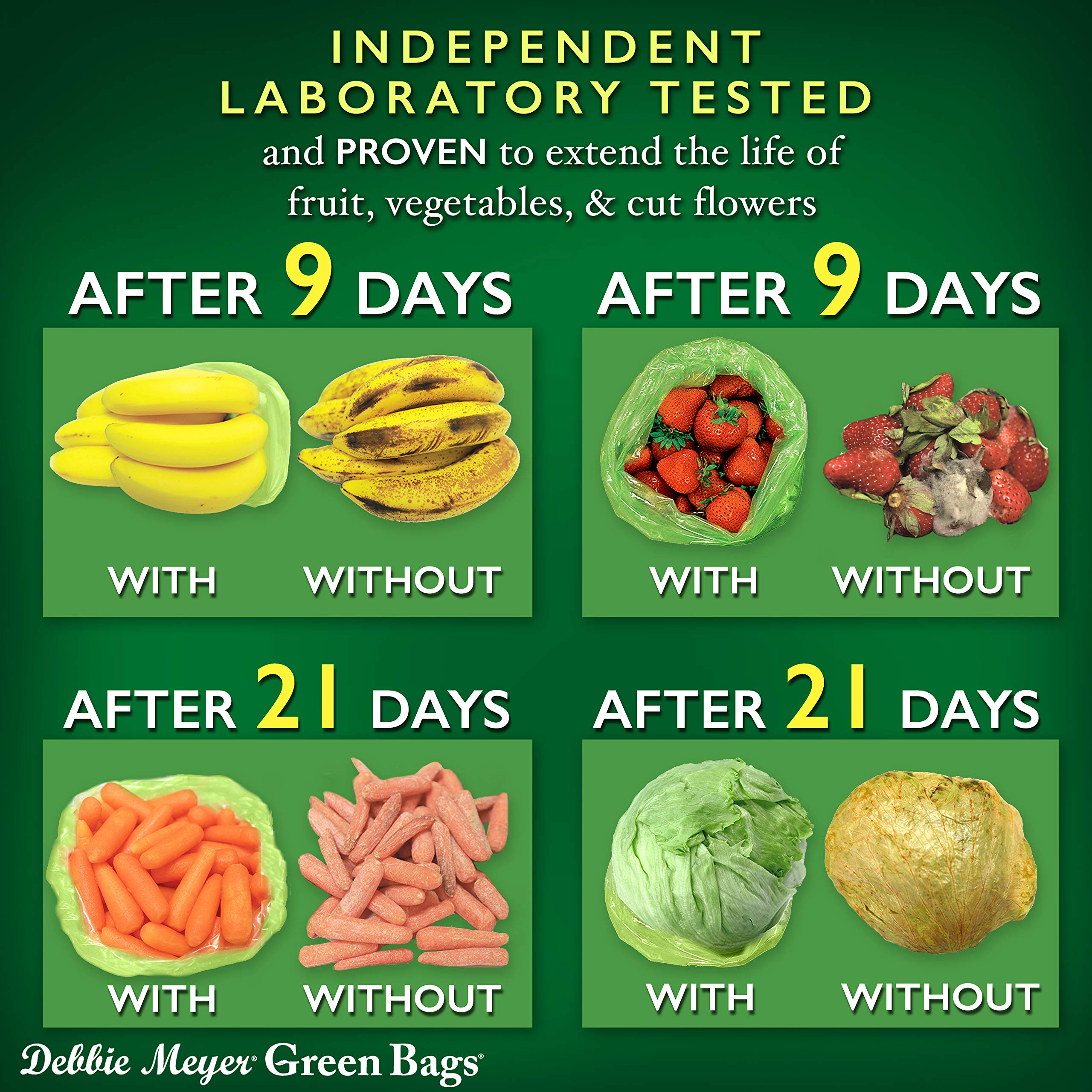Debbie Meyer GreenBags in fridge storage keep vegetables crisp.
