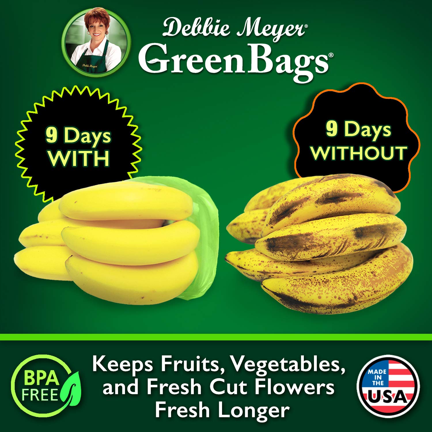 Debbie Meyer GreenBags in action for kitchen organization and reuse.