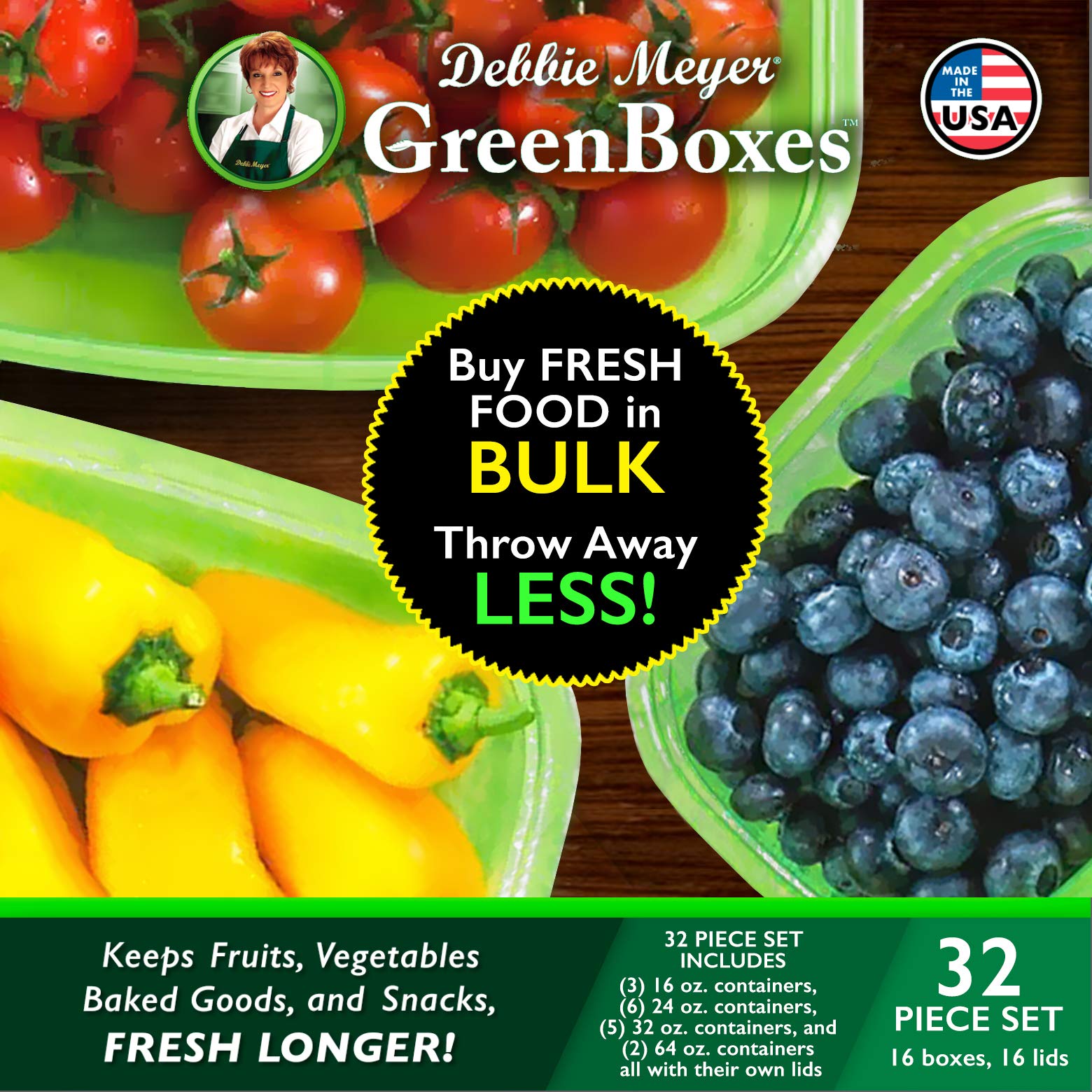 Fridge organization with stackable GreenBox containers reduces waste and preserves produce.