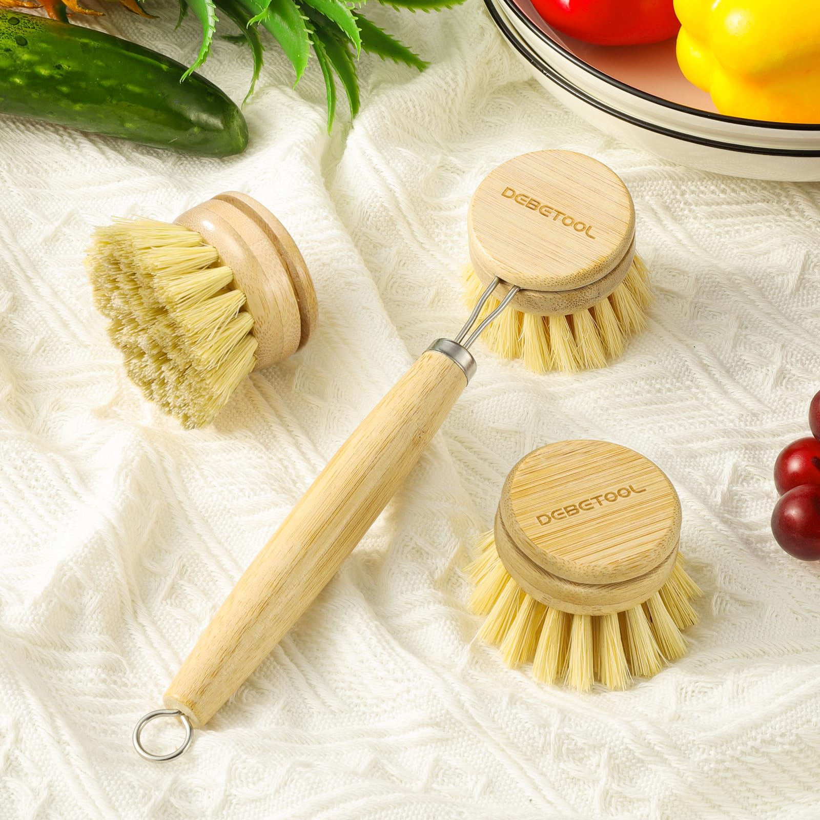 Bamboo handle close-up emphasizing smooth texture and grip comfort.