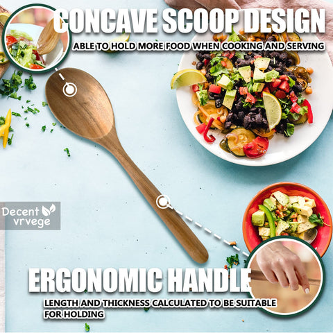 Decent Vrvege wooden spoon with concave scoop for easy grabbing
