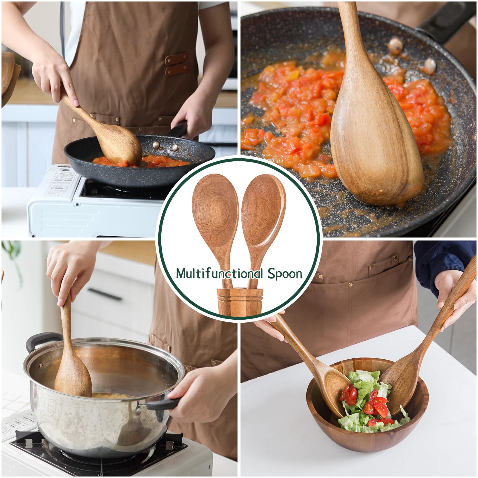 Decent Vrvege one-piece hardwood spoon with natural grain and warmth
